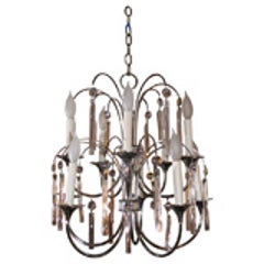 Mid Century Chrome and Crystal Chandelier 7