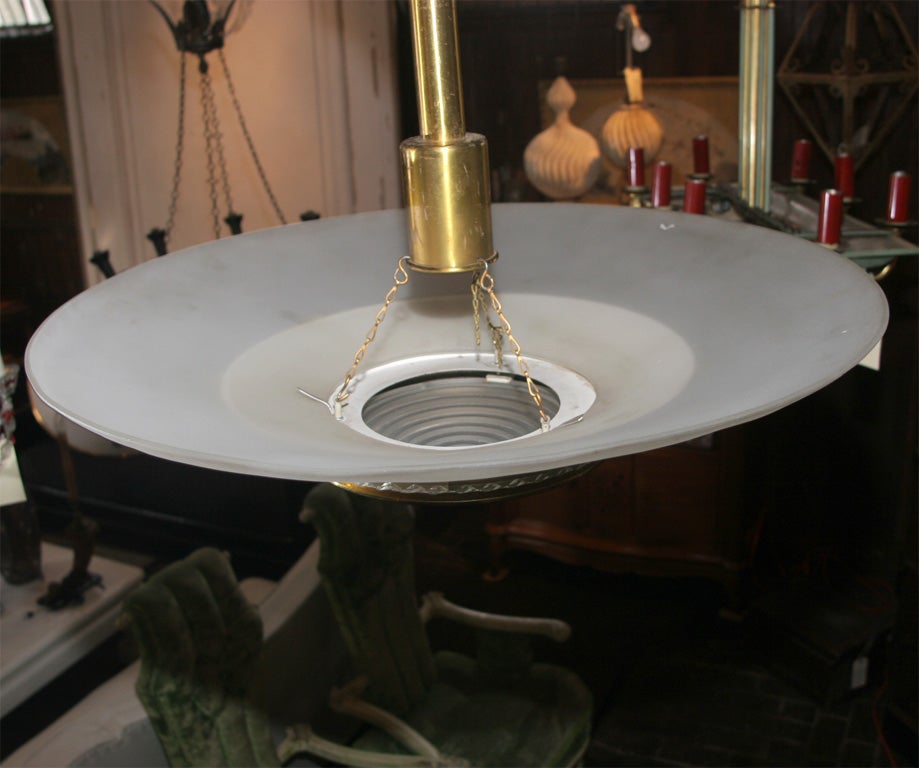 Etched Glass Disk Light, Belgium In Good Condition For Sale In Stamford, CT
