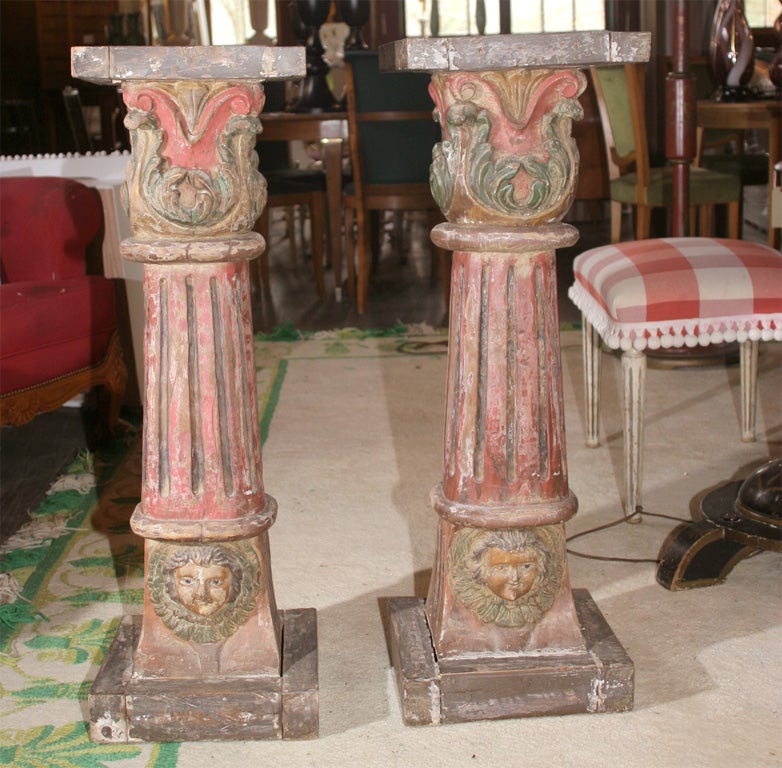Pair of Carved Venetian Pedestals