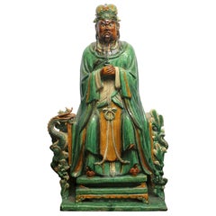 Large Chinese Three Color Glazed Figure of a Seated Official