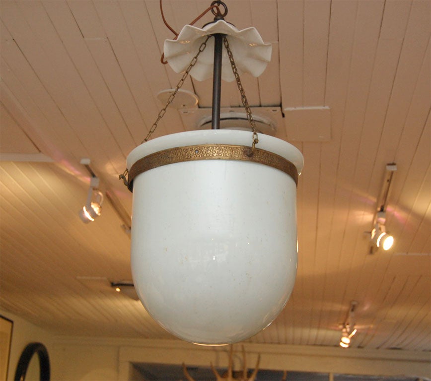 Indian Antique Milk Glass Bell Jar Lanterns