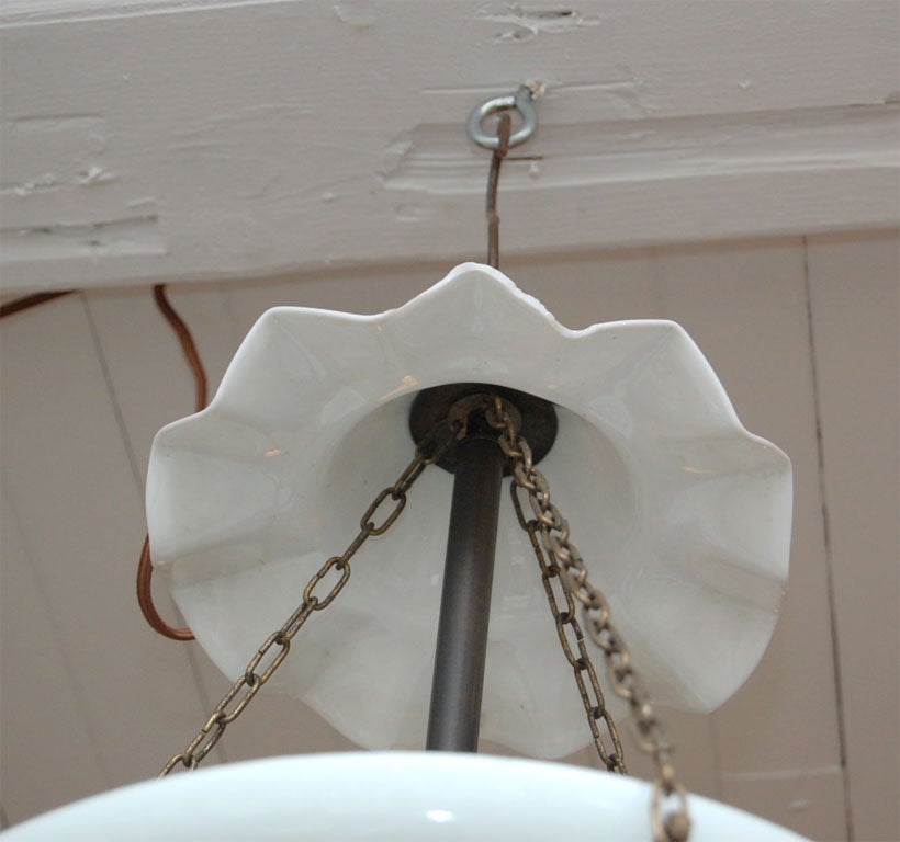 20th Century Antique Milk Glass Bell Jar Lanterns