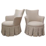 Pair of Linen Slipper Chairs