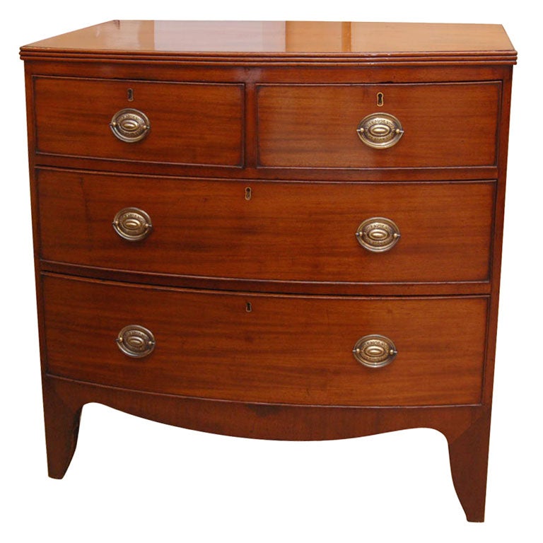 Early 19th Century Regency Bowfront Mahogany Chest For Sale