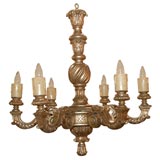 Antique Silver Gilded and Carved Wood  Chandelier