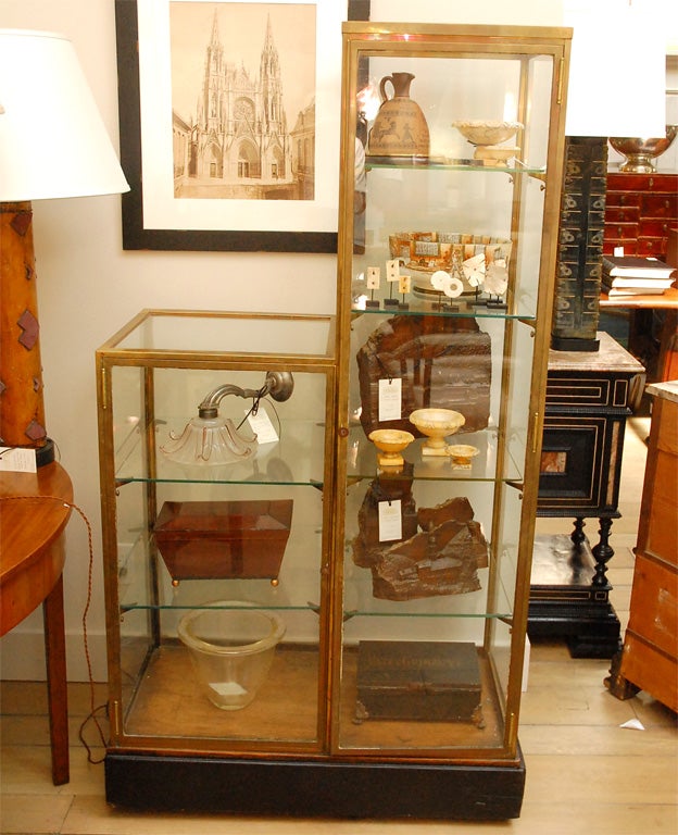 French Brass and Glass Vitrine Cabinet, Circa 1880