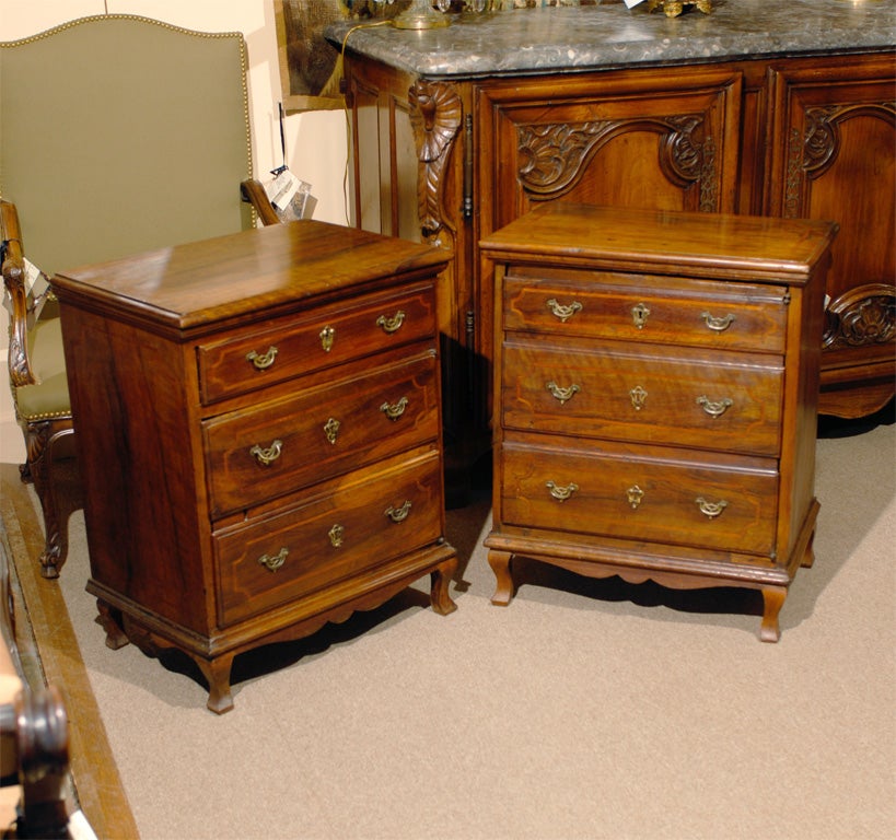 Pair of Italian Walnut Bedside Commodes,  ca. 1800