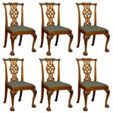 Antique Set of 6 Chippendale Style Mahogany Dining Chairs, ca. 1890.