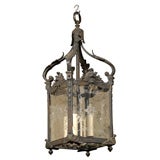 Iron Lantern With Etched Glass, France c. 1890-1920