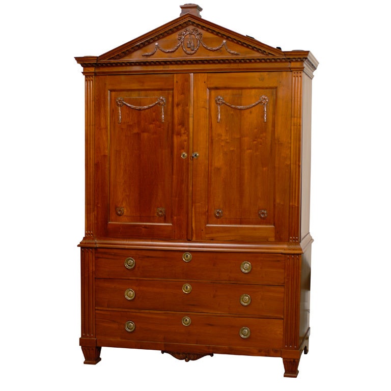 dutch fruitwood louis xvi linen press / cabinet ca. 1800 for sale