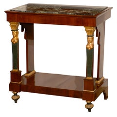 Antique Petite Empire Console with Marble Top, France 19th century