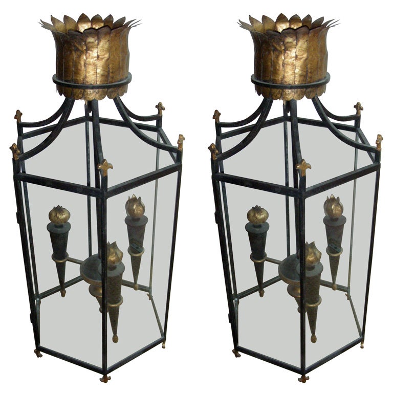 Two Large Contemporary Lanterns For Sale at 1stDibs