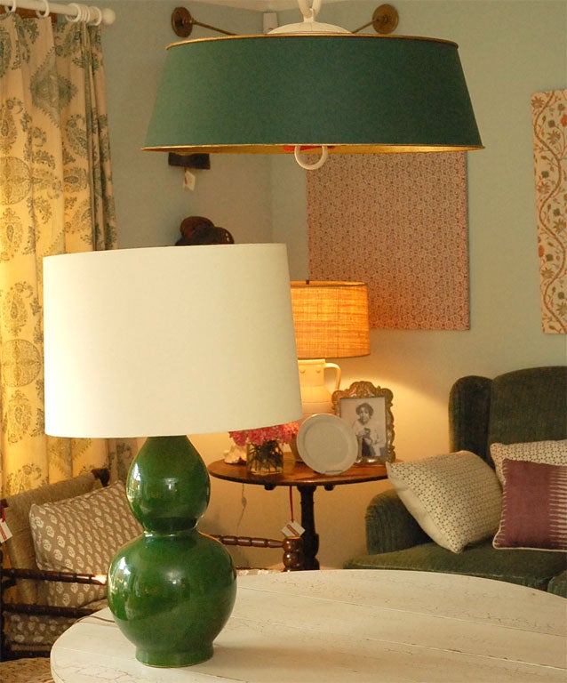Pair of Chinese Crackled double gourd lamps In Excellent Condition In Los Angeles, CA