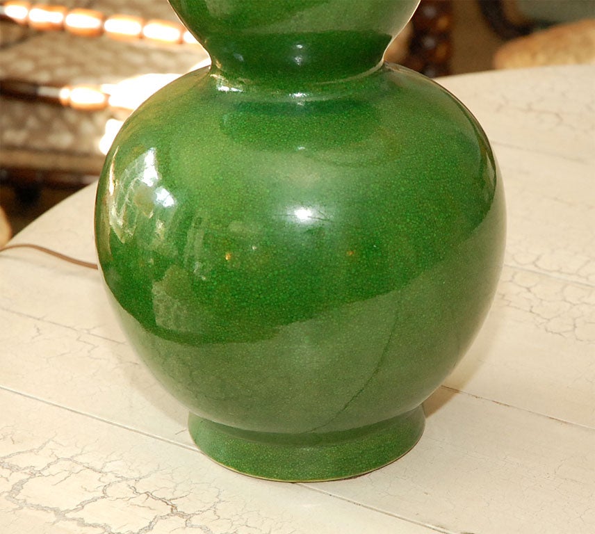 Pair of Chinese Crackled double gourd lamps 2