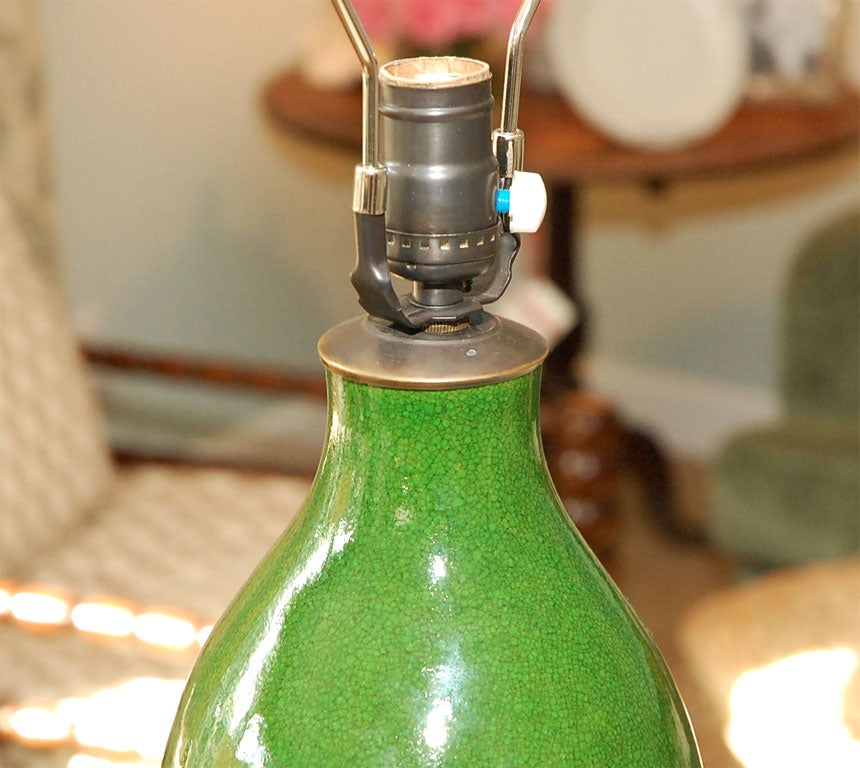Pair of Chinese Crackled double gourd lamps 3