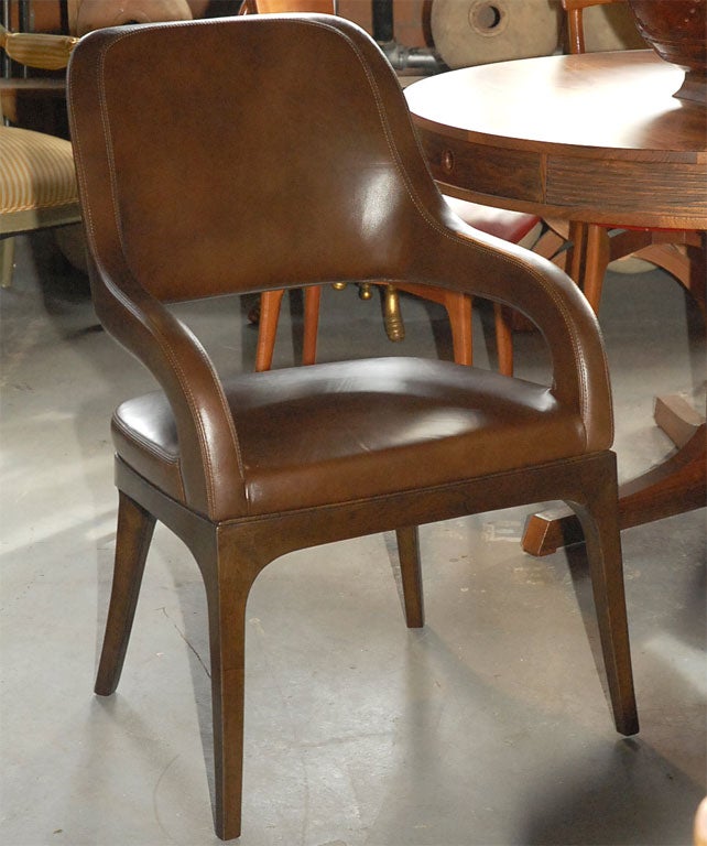 DD chair in dark oak and leather: Two available as shown.