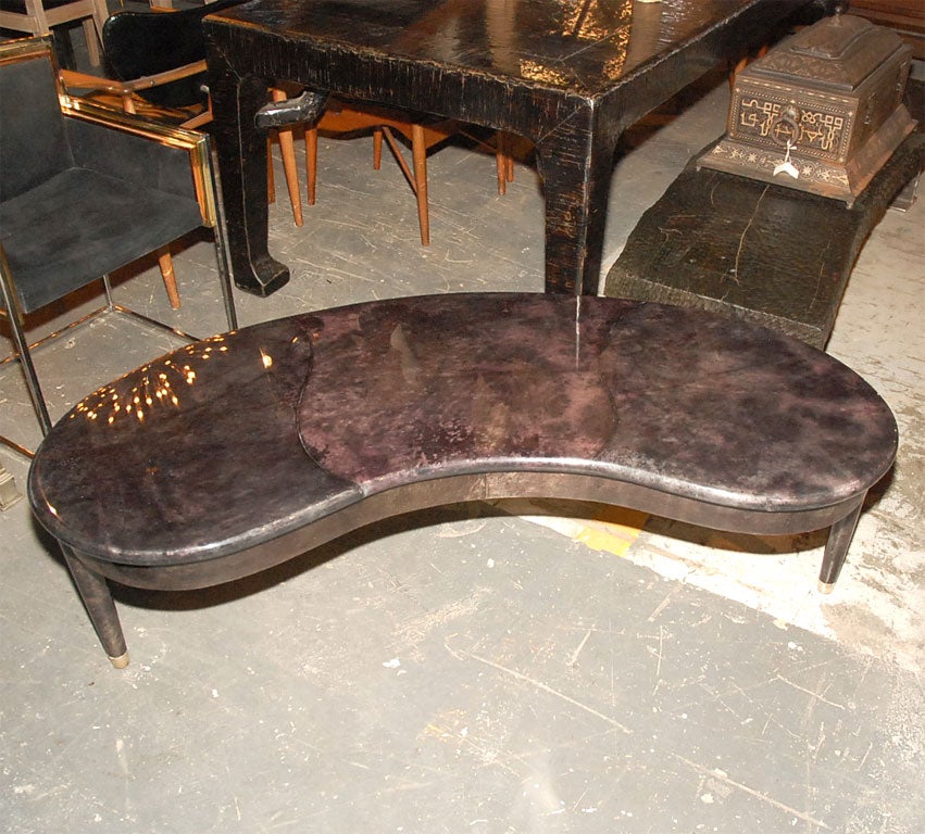 Contemporary Kidney Shaped Coffee Table in Black Parchment