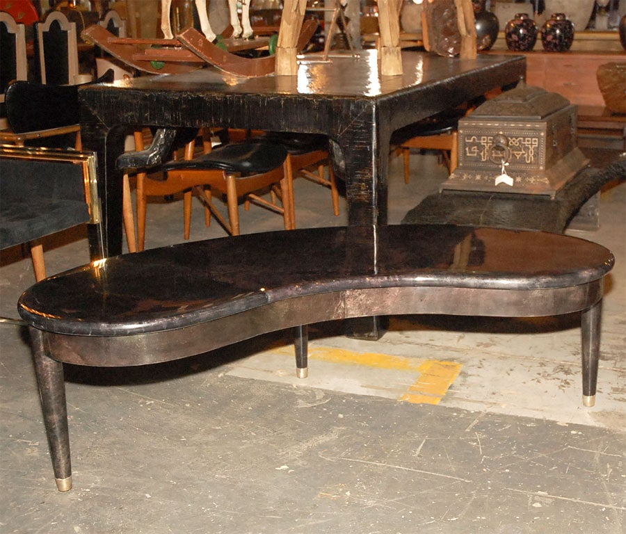 Kidney Shaped Coffee Table in Black Parchment 4
