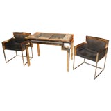 Maison Jansen Backgammon Table and Matching Armchairs
