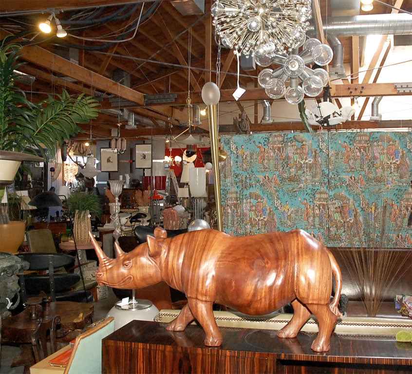 20th Century Carved Rhino