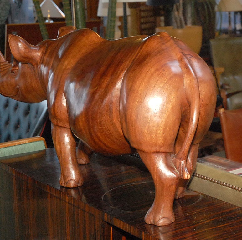 Wood Carved Rhino
