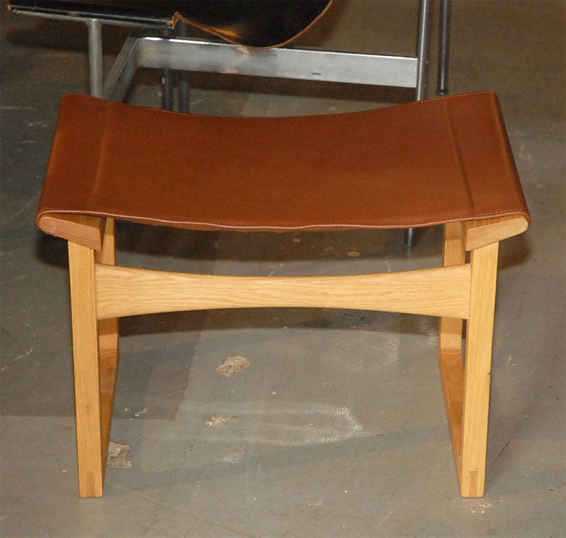 E.B. Larsen Stool in Leather In Excellent Condition In Los Angeles, CA