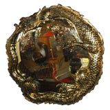 Black Lacquer and Gilt Dragon Mirror