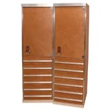 Pair Leather Cabinets by Mariani Italy for Pace