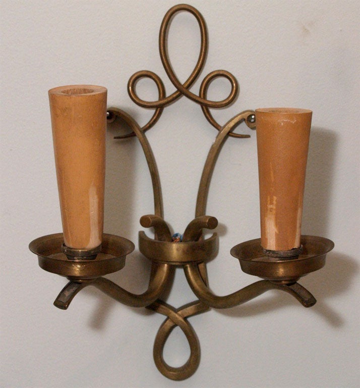 Pair of French Brass Wall Sconces at 1stdibs