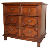 Antique English Charles II oak chest of drawers.
