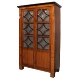 Antique Biedermeier walnut and ebonised bookcase.