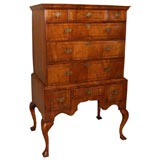 Antique English George I walnut chest on stand.