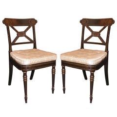 Antique English  Regency ebonised and gilt dining chairs.