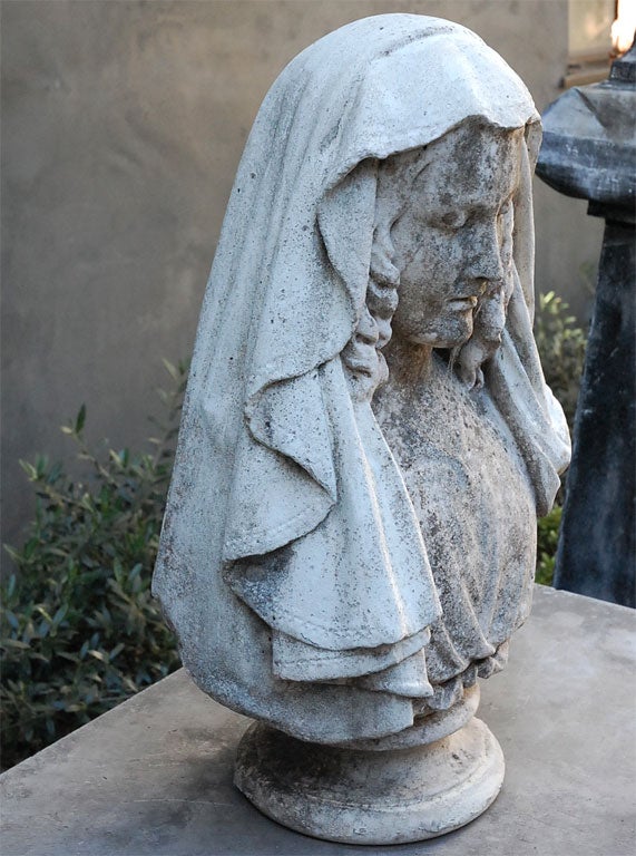 19th Century Stone Bust of a Woman, Circa 1860