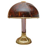 Faux Tortoise/Gold/Lucite Lamp in style of Gabriella Crespi