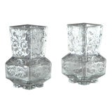 Matched Pair of 19th Century Baccarat Handblown Crystal Vases Square Bases 8