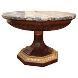 Antique An Unusual Neapolitan Walnut and Breche Marble Top Center Table