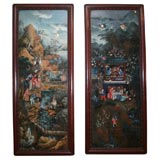 A Fine Pair of Reverse Painted Chinese Export Panels