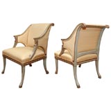 A Fine Pair of Blue Painted and Silver Gilt Gondola Chairs