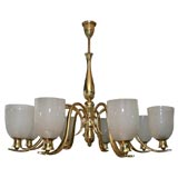 Large-scale brass and glass eight-light chandelier by Gio Ponti