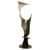 Vintage Signed nickel and painted metal sculpture