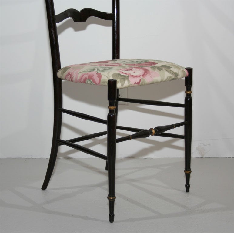 Pair of Chiavari Ebonized Ladderback Chairs