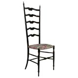 Vintage Pair of Chiavari Ebonized Ladderback Chairs