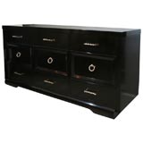 Art Deco Ebonized Mahogany Dresser with Polished Brass Pulls