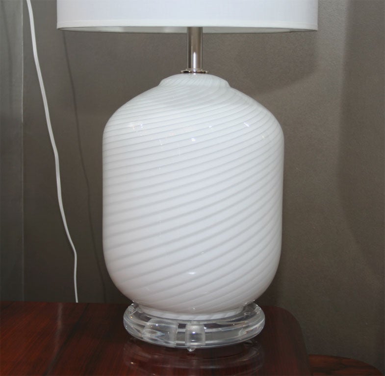 Barbini Glass Lamp on Lucite Base