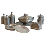 A COLLECTION OF 9 PIECES OF 18TH & 19THC PEWTER