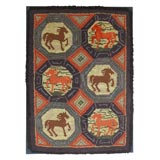 RARE 20TH C. PICTORIAL HAND HOOKED MOUNTED RUG/CIRCA  1920'S