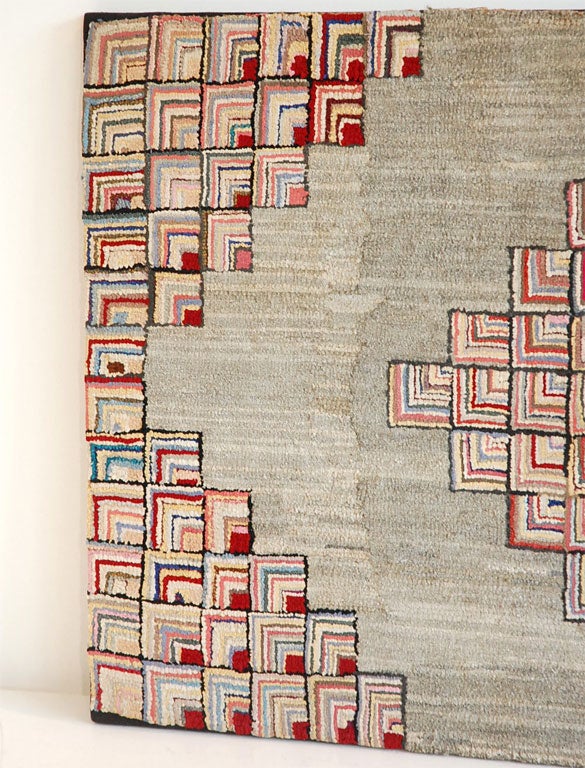 19TH c. Hand hooked Cabin Rug For Sale at 1stDibs