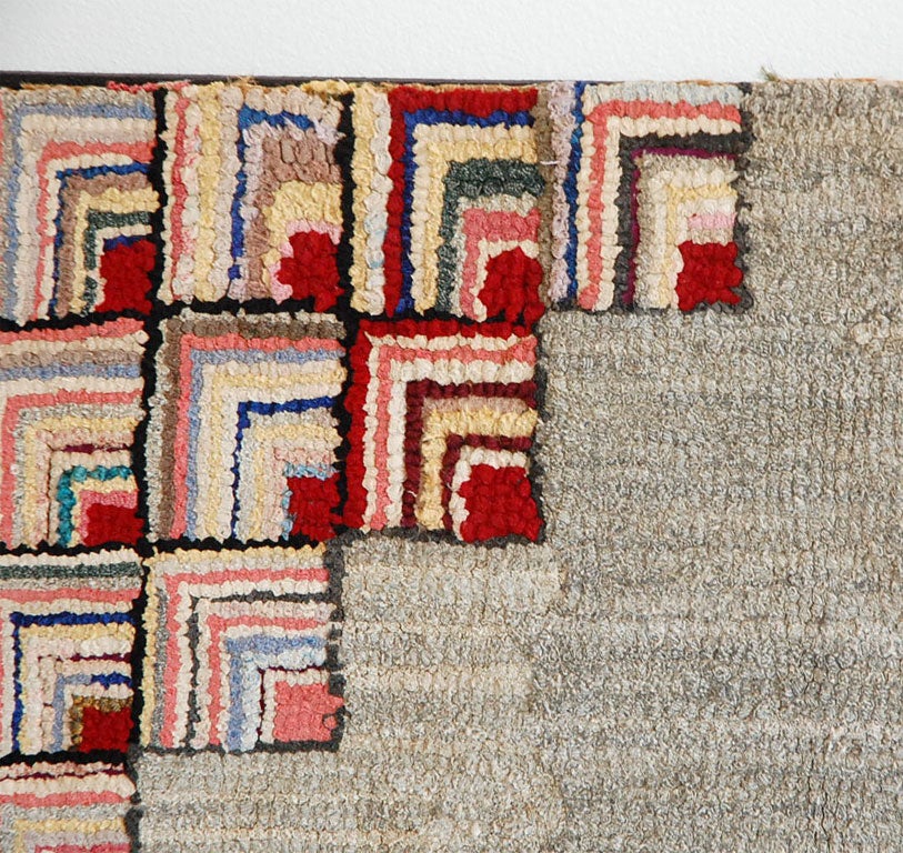 19TH c. Hand hooked Cabin Rug For Sale at 1stdibs