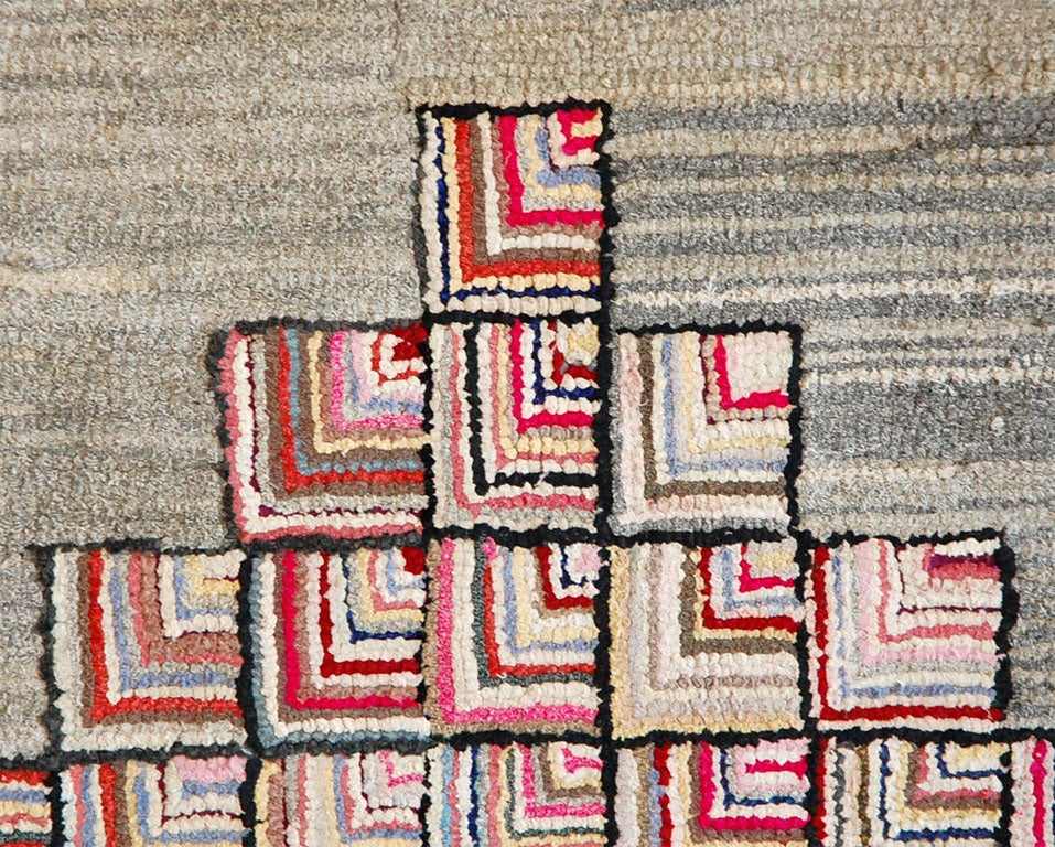 19TH c. Hand hooked Cabin Rug For Sale at 1stDibs